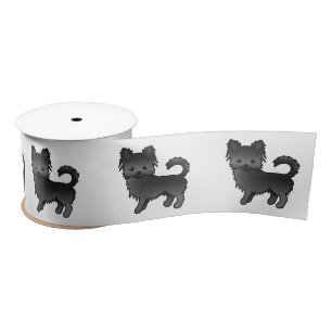 Ruban En Satin Chihuahua à capote longue noire Chien de dessin an