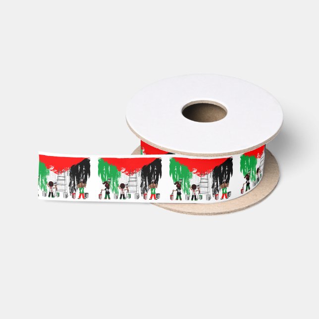 Ruban En Satin Children of Gaza Painting Palestine Flag  (Bobine)