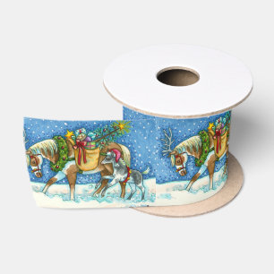 RUBAN EN SATIN CHINCOTEAGUE PONIES, VACANCES CHRISTMAS HORSE