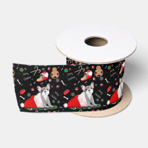 Ruban En Satin Chiot Bouledogue Français dans le motif de chapeau