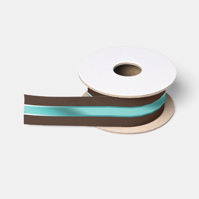 Ruban En Satin Chocolat Brown et turquoise ID593 (Bobine)