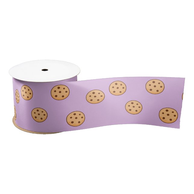 Ruban En Satin Chocolat chips biscuits d'anniversaire violet (Bobine)