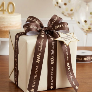 Ruban En Satin Chocolat Marron Crème Fabulux Anniversaire