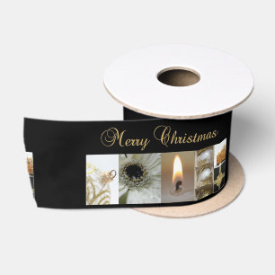 Ruban En Satin Christmas Collage Black, White and Gold