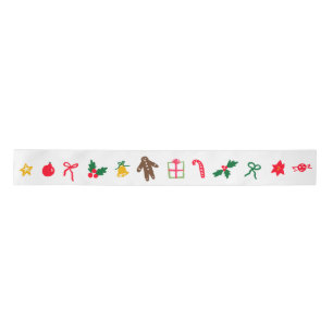 Ruban En Satin CHRISTMAS mignon Doodle Whimsical CUSTOM Holiday