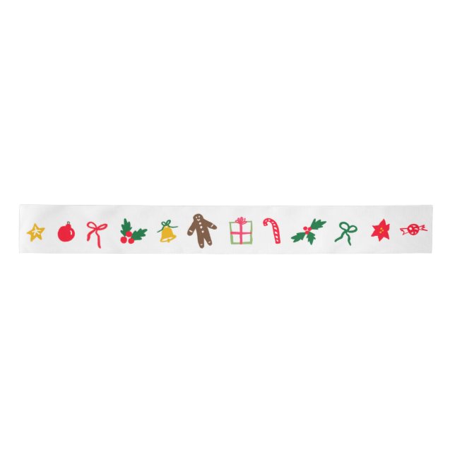 Ruban En Satin CHRISTMAS mignon Doodle Whimsical CUSTOM Holiday (Devant)