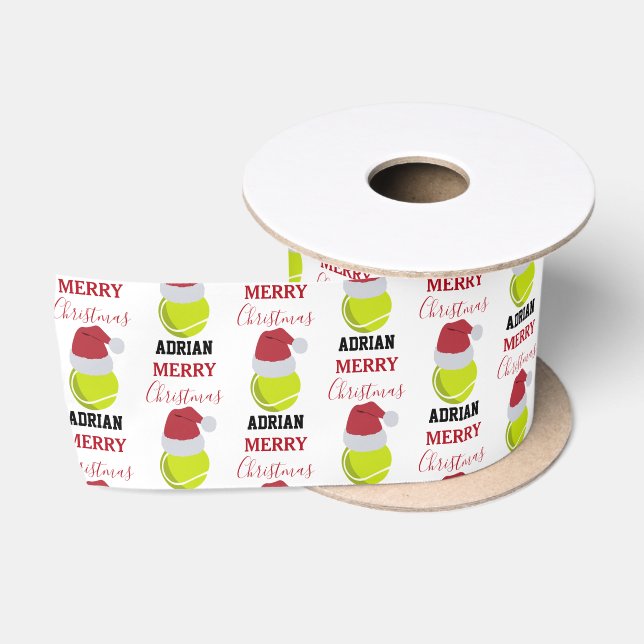 Ruban En Satin Christmas Tennis Sports Ball Nom personnalisé (Bobine)