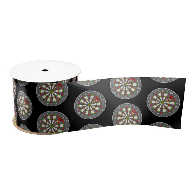 Ruban En Satin Cible de flechettes sur noir (Bobine)