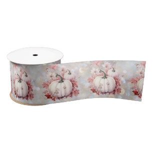 Ruban En Satin Citrouilles et fleurs roses