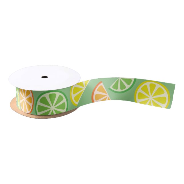 Ruban En Satin Citrus Fruit Slice Citron Lime Orange Ribbon (Bobine)
