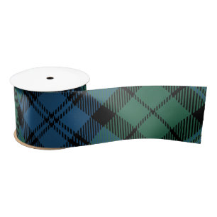 Ruban En Satin Clan bleu vert plaqué rustique Campbell Tartan