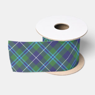 Ruban En Satin Clan Douglas Plaid Tartan Green Black Check