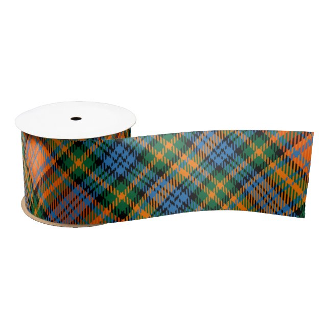 Ruban En Satin Clan Murray Plaid Tartan Orange Blue Green Check (Bobine)