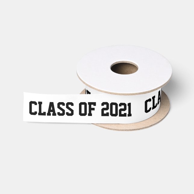 Ruban En Satin Classe Diplômée De 2021 Typographie Gras (Bobine)