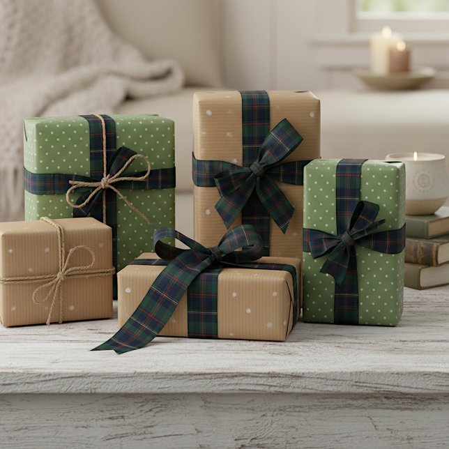 Ruban En Satin Classic Dark Blue Red Green Plaid Pattern (Créateur téléchargé)