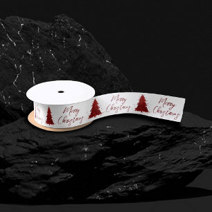 Ruban En Satin Classic Merry Christmas   Rich Festive Crimson Red