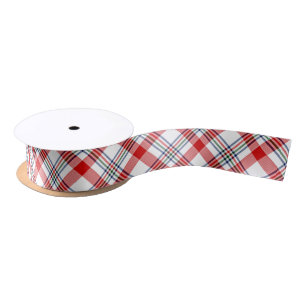 Ruban En Satin Classic Rouge Vert Bleu Blanc Plaid Motif