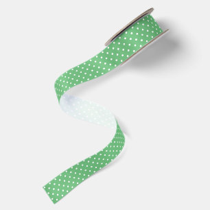 Ruban En Satin Classique pois blanc - Vert d'été