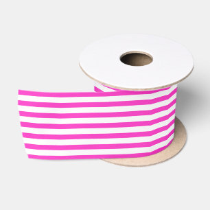 Ruban En Satin Classique rose chaud et blanc rayé marin Prépa