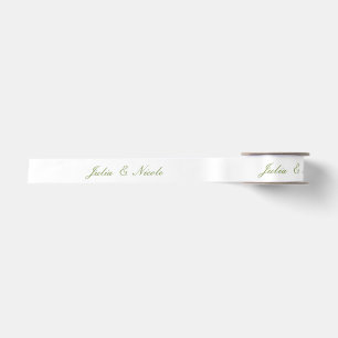 Ruban En Satin Classique Vert Ivoire Mariage Nom Personnalisé