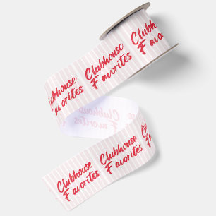 Ruban En Satin Clubhouse Favorites   Typographie Rose Et Rouge 