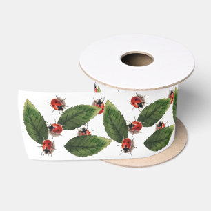 Ruban En Satin Coccinelle Feuille Nature Insecte Coléoptère Vinta
