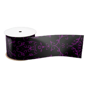 Ruban En Satin Coeur Mariage gothique violet et noir
