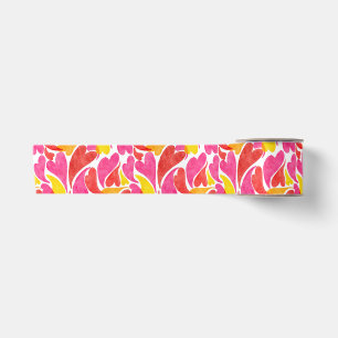 Ruban En Satin Cœurs à l'aquarelle Saint-Valentin Amour Rose Roug