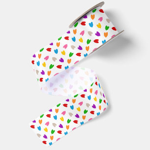 Ruban En Satin Cœurs Amour Motif Design Blanc Coloré