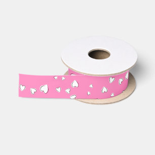 Ruban En Satin Coeurs blancs Saint Valentin