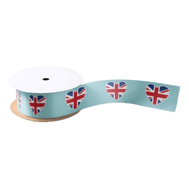 Ruban En Satin Coeurs britanniques - ruban bleu-clair (Bobine)