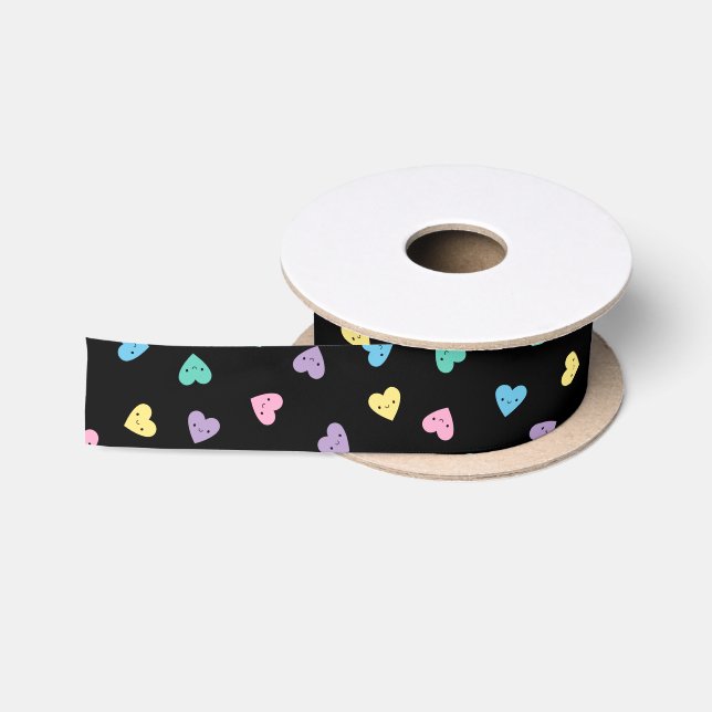 Ruban En Satin Coeurs de bonbons de goth Pastel de Kawaii (Bobine)