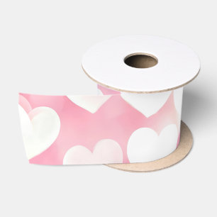 Ruban En Satin Coeurs de livres rose et blanc