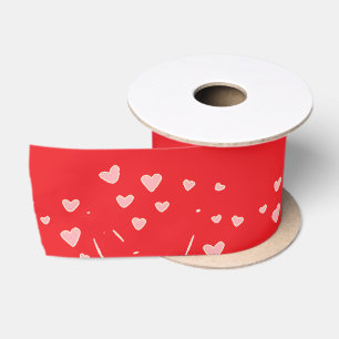 Ruban En Satin coeurs flottants en rouge