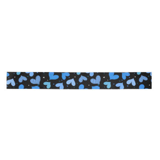 Ruban En Satin Coeurs rayés bleu
