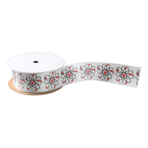 Ruban En Satin Coeurs rouges de Saint Valentin atomique