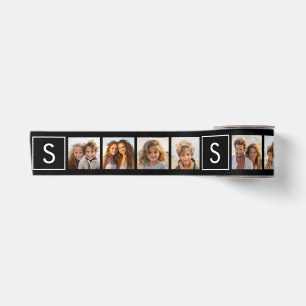 Ruban En Satin Collage photo noir et blanc Monogramme personnalis