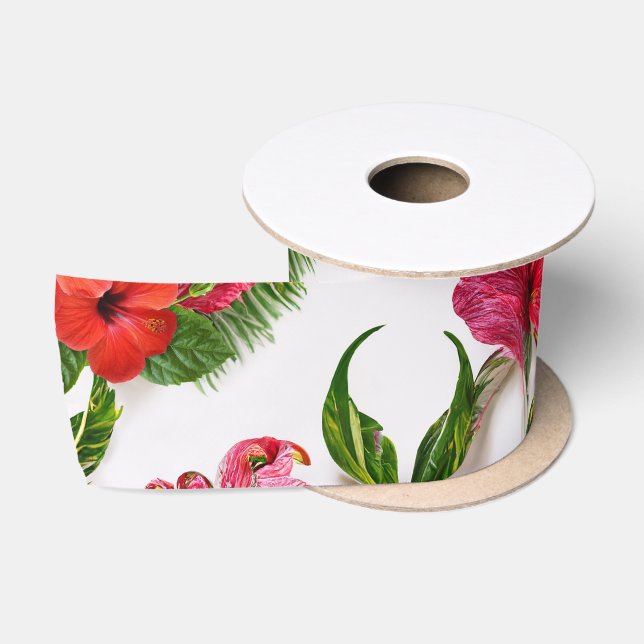 Ruban En Satin Collection Aloha Botaniques florales luxuriantes (Bobine)