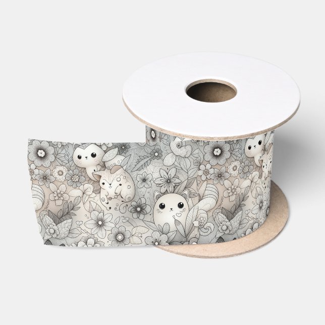Ruban En Satin Collection d'animaux Abstraits amusants (Bobine)