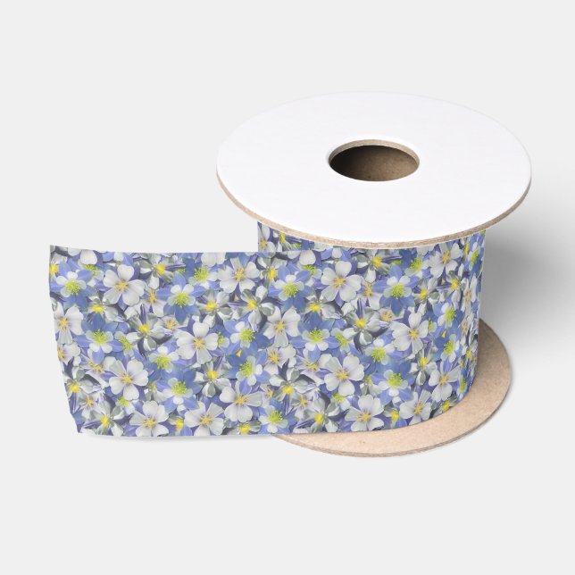 Ruban En Satin Columbines Motif sans couture (Bobine)