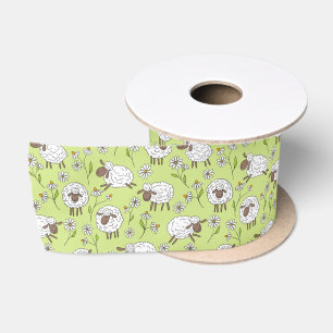Ruban En Satin Compter les moutons sur le vert de rosée miel