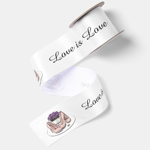 Ruban En Satin Concepteur Fleurs Violettes LGBTQ Mme et Mme Maria