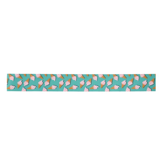 Ruban En Satin Congés gaufres crème glacée et motif de yaourt con (Devant)