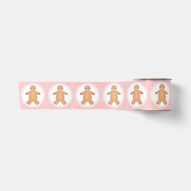 Ruban En Satin Cookie Pain D'Épice Rose (Devant)