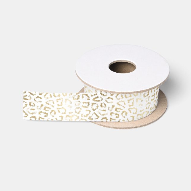 Ruban En Satin Copie chic blanche moderne simple de guépard d'or (Bobine)