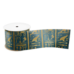 Ruban En Satin Copie de papier égyptienne d'or vintage