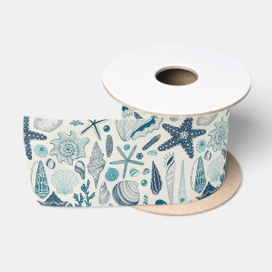 Ruban En Satin Coques de mer sur blanc