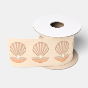 Ruban En Satin Coquille d'huître et perle motif à genre neutre