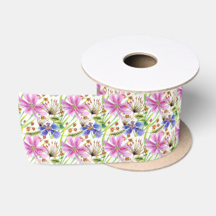Ruban En Satin Cosmos Rose et Bleu Mariage