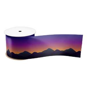 Ruban En Satin Coucher du soleil et montagnes dessinant le ruban